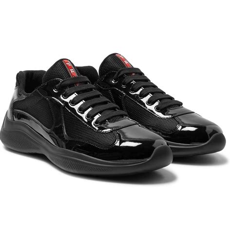 black prada trainers shiny|prada men's sneakers.